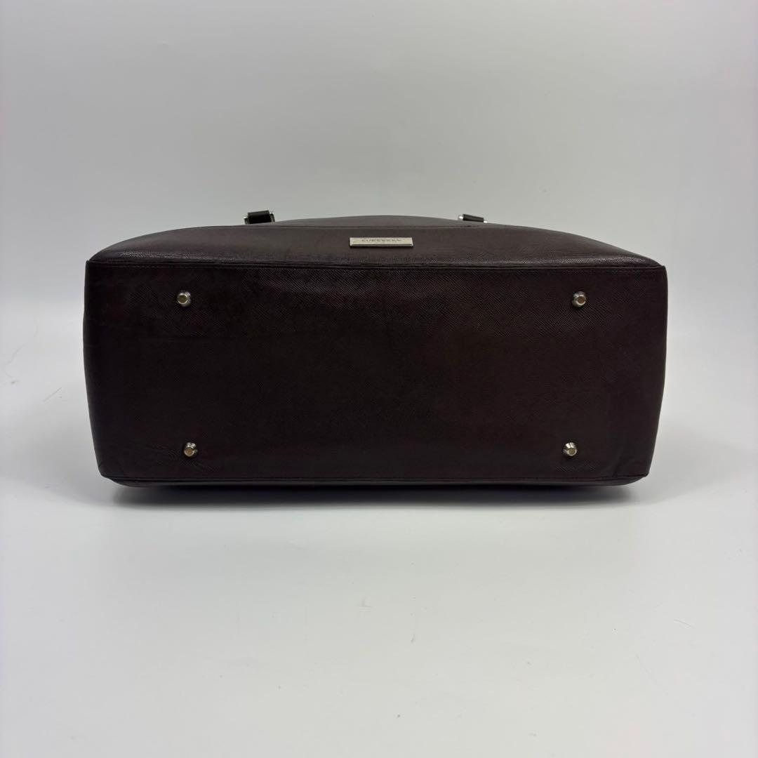 美品　バーバリー ハンドバッグ サフィアーノ ロゴプレート ダークブラウン