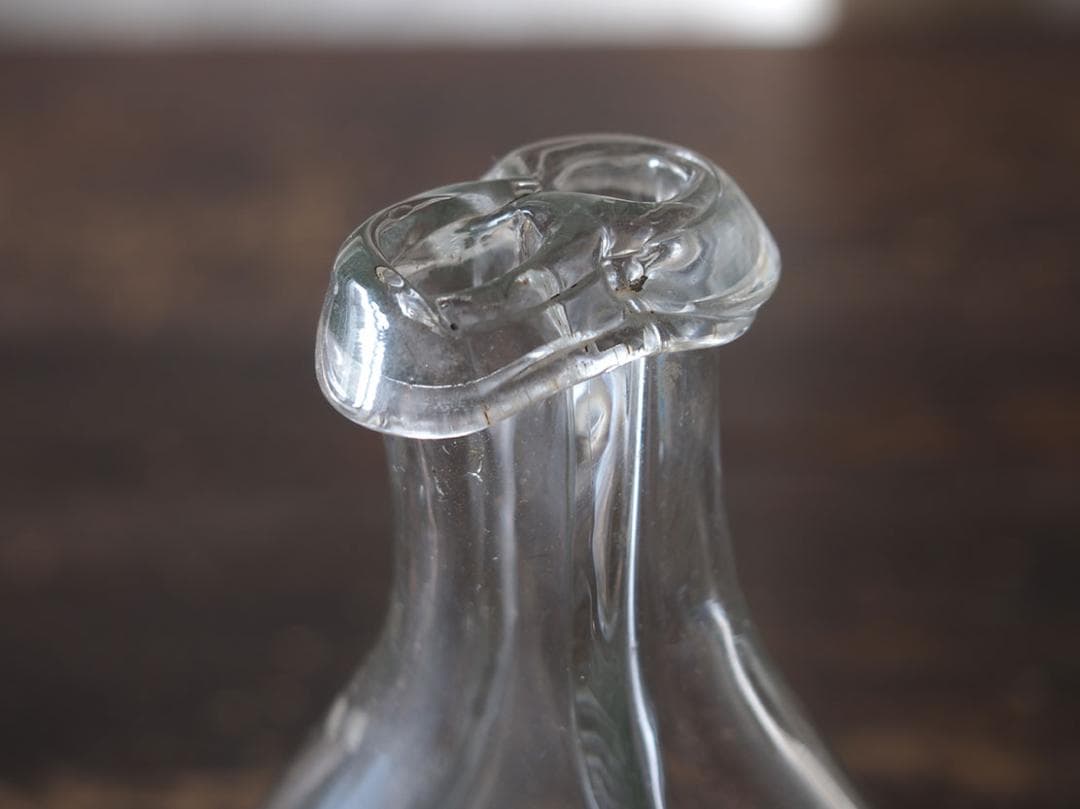 吹きガラスの２輪挿し ゆらゆらガラス ガラスボトル 古道具 硝子/K413