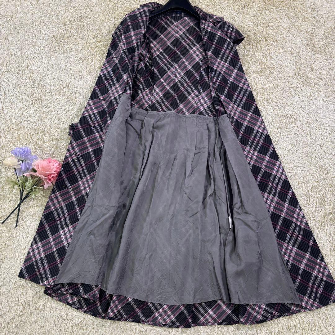 美品　バーバリーロンドン　チェック柄　ラメ入り　ベルトリボン　フレアワンピース