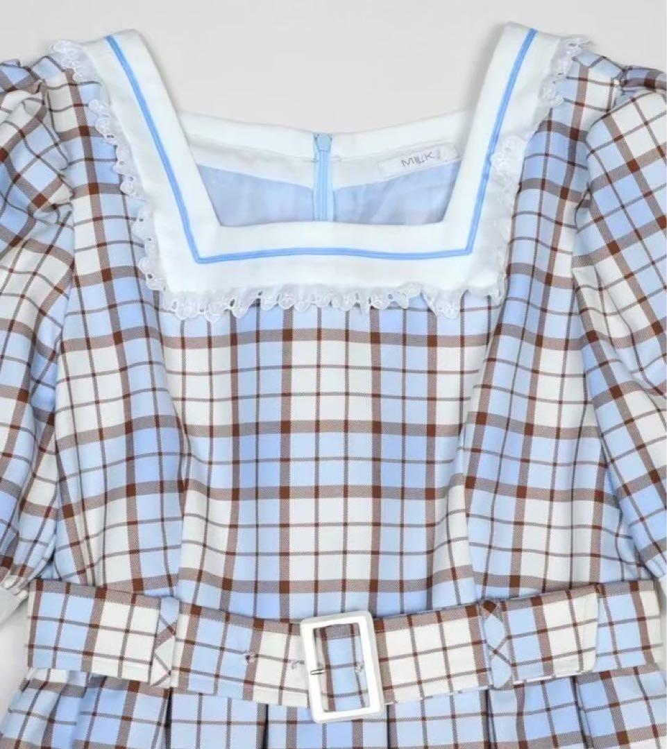 【完全最終値下】 GIRL POPS OP ワンピース サックス チェック 水色