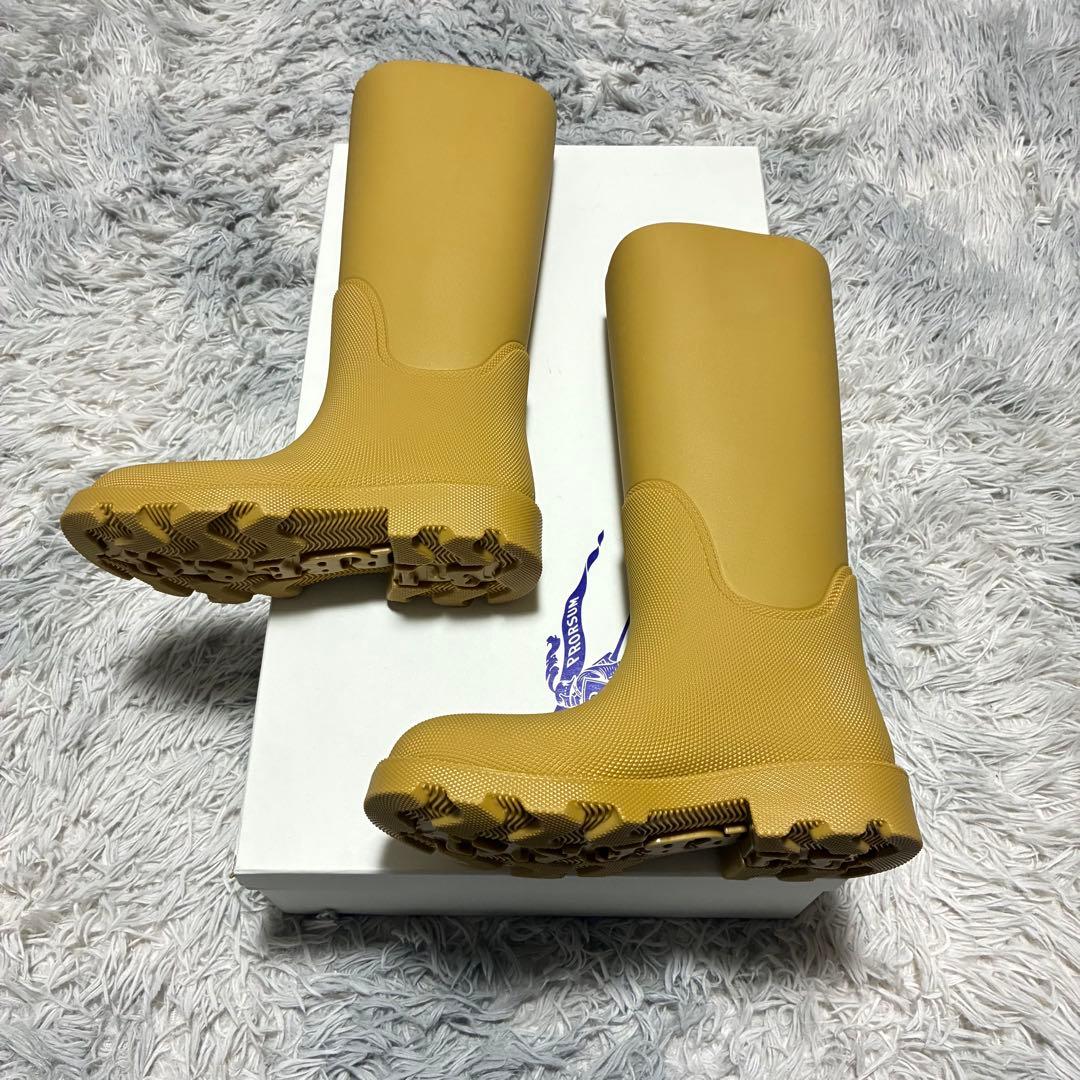 【未使用美品】BURBERRY ロングレインブーツ39 イタリア製 イエロー