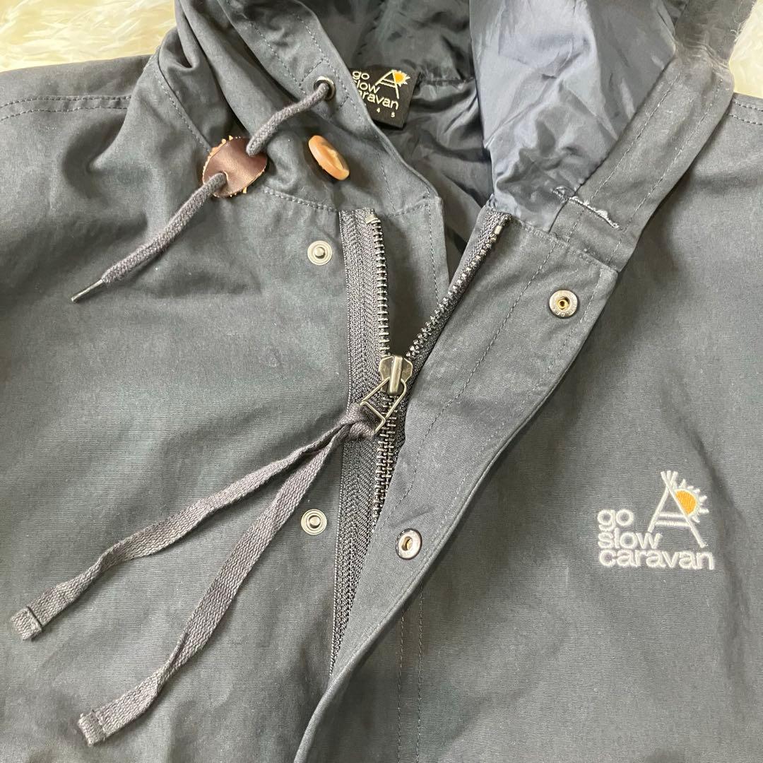 go slow caravan コードクロスパネル 刺繍 モッズコート 黒 音楽