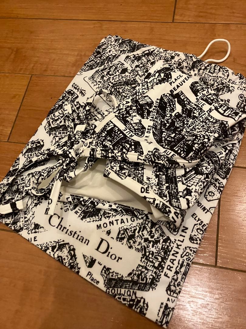 クリスチャンディオール　ビキニ ボトム　パリ　地図　総柄　白黒
