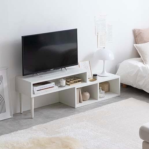 ローボード 棚 75〜133cm伸縮 角度調整 ホワイト