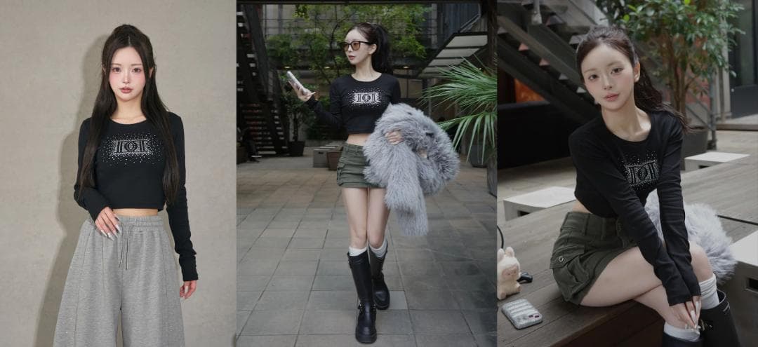 ダーリッチ darich シャイニーDDロゴコンパクトロングTシャツ ブラック