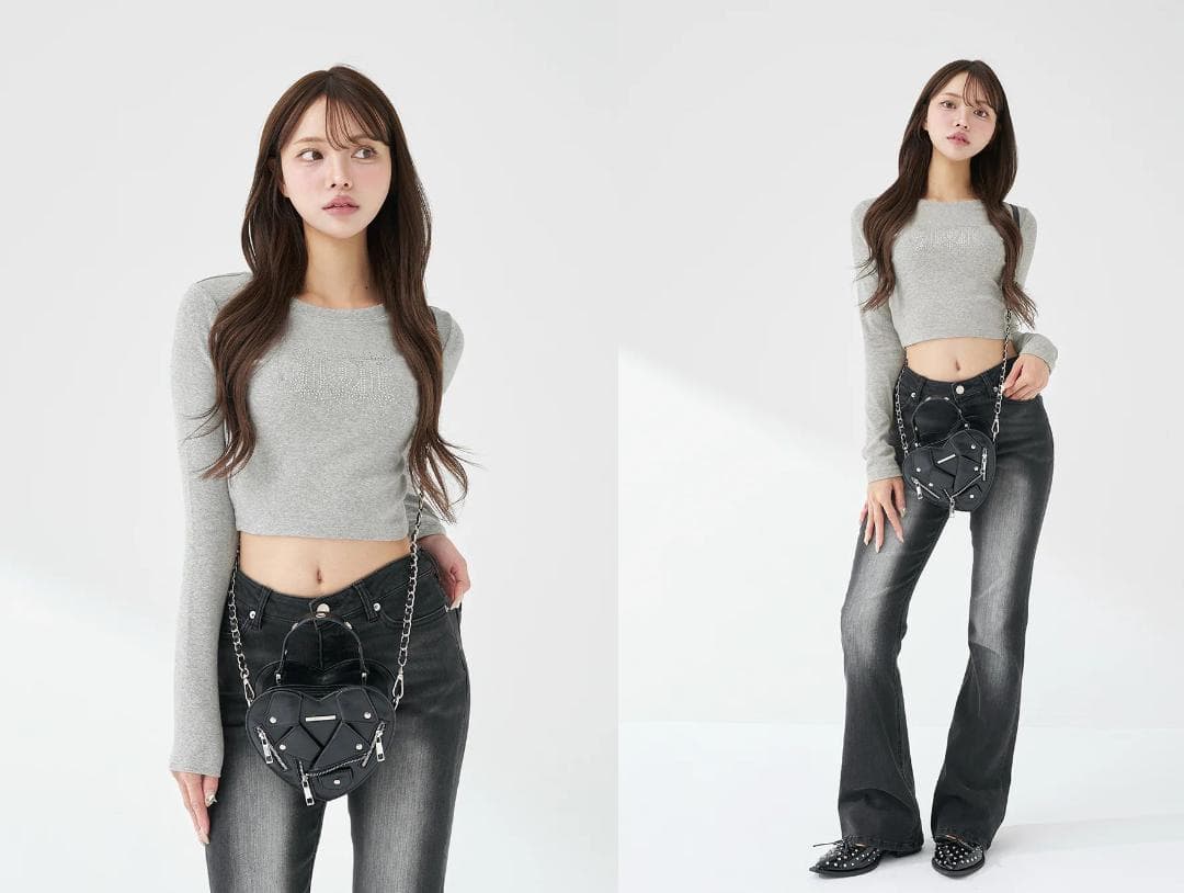 ダーリッチ darich シャイニーDDロゴコンパクトロングTシャツ ブラック