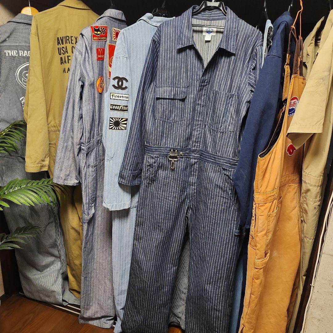 ヒューストン　つなぎ　インディゴストライプ