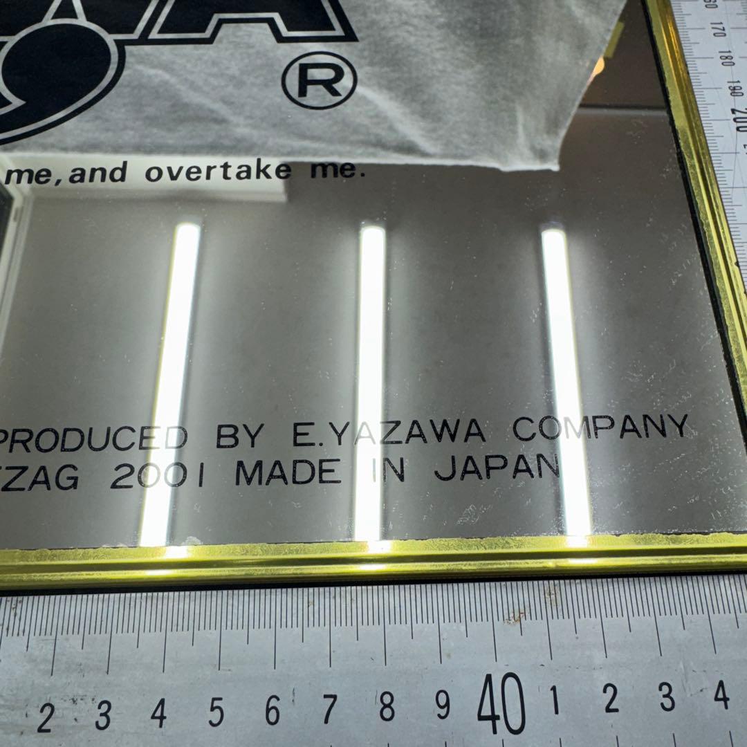 矢沢永吉　Ｅ.YAZAWA 鏡　パブミラー　昭和レトロ　極美品　金縁