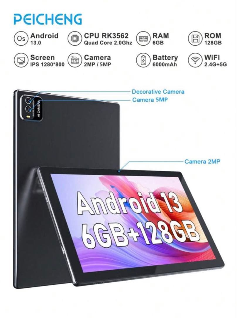 PEICHENG Androidタブレット 10.1インチ 6GB/128GB