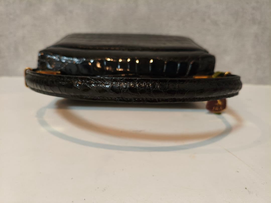 美品★JRA認定　本革　シャイニング　クロコ　フォーマル　ハンドバッグ