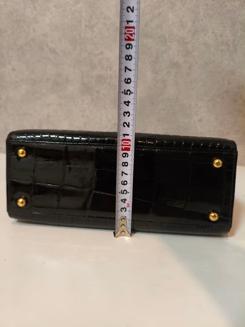 美品★JRA認定　本革　シャイニング　クロコ　フォーマル　ハンドバッグ