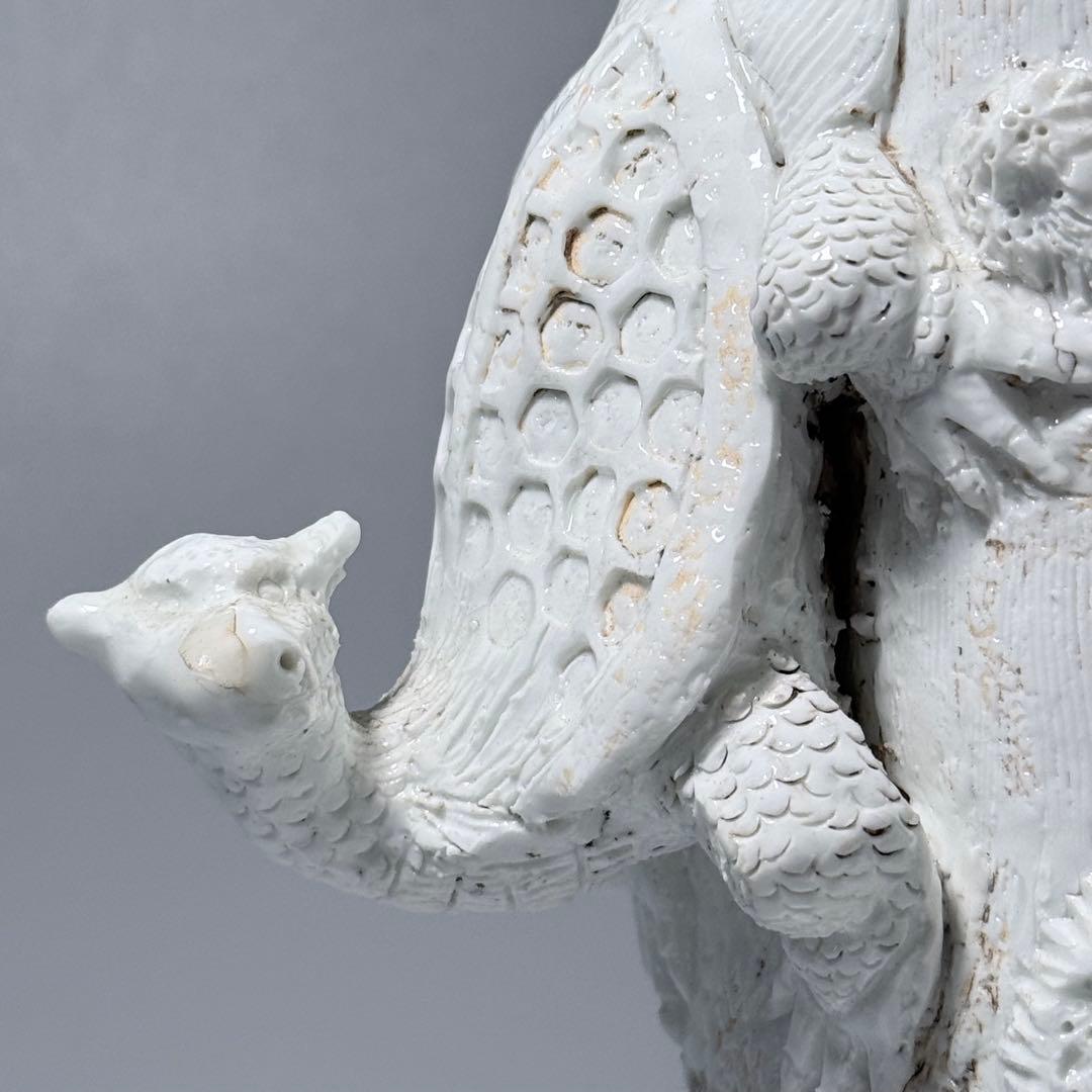 江戸後期　平戸焼　白磁玄武竹形花器　共箱　迫力の造形美　大珍品　蒐集家旧蔵