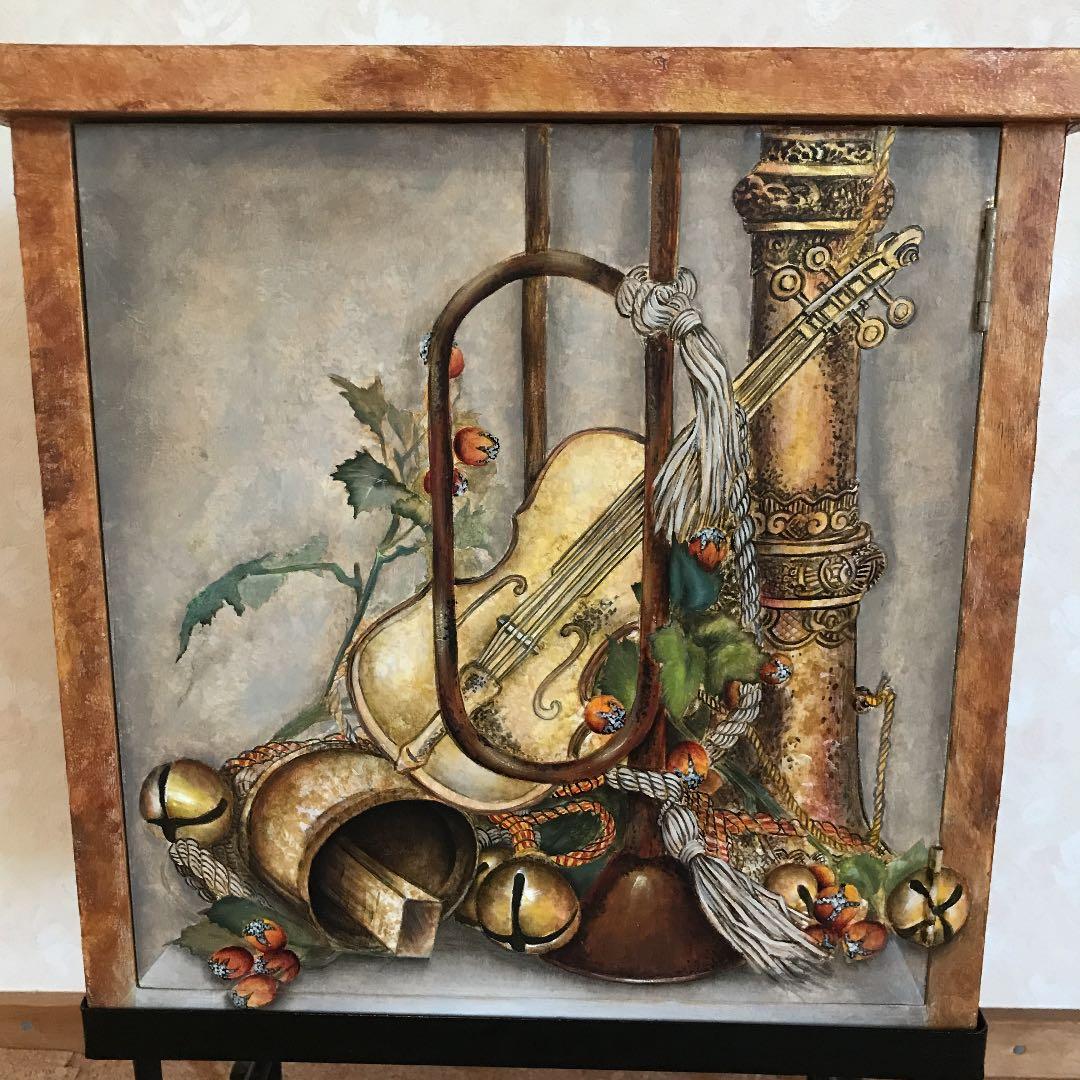 トールペイント作品　アイアン土台付チェスト