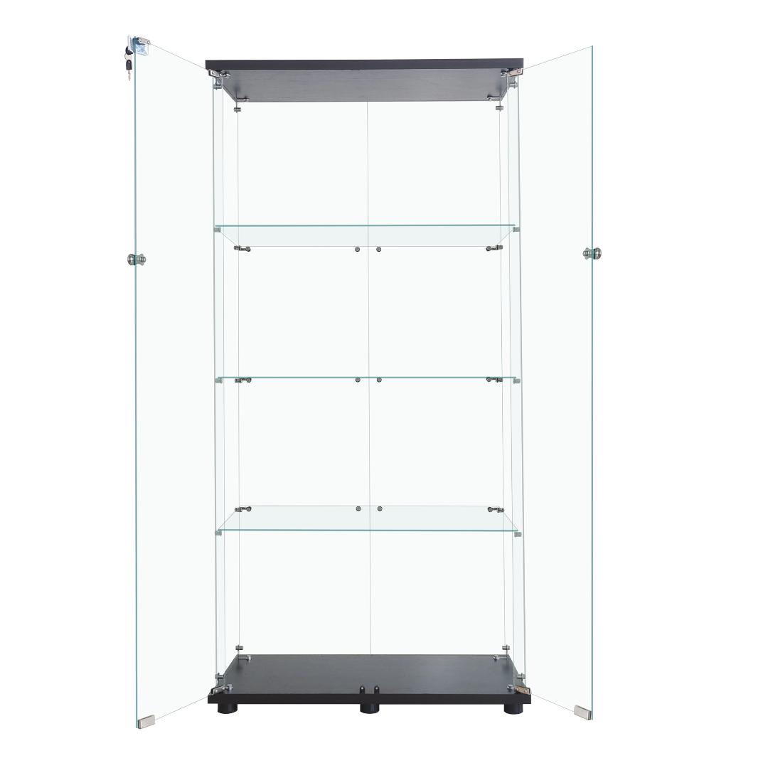 【新品】コレクションケース 4段ワイド 棚 ブラック ガラス フィギュアケース