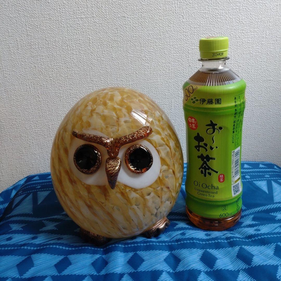 ㊵ ふくろう 置物 ガラス