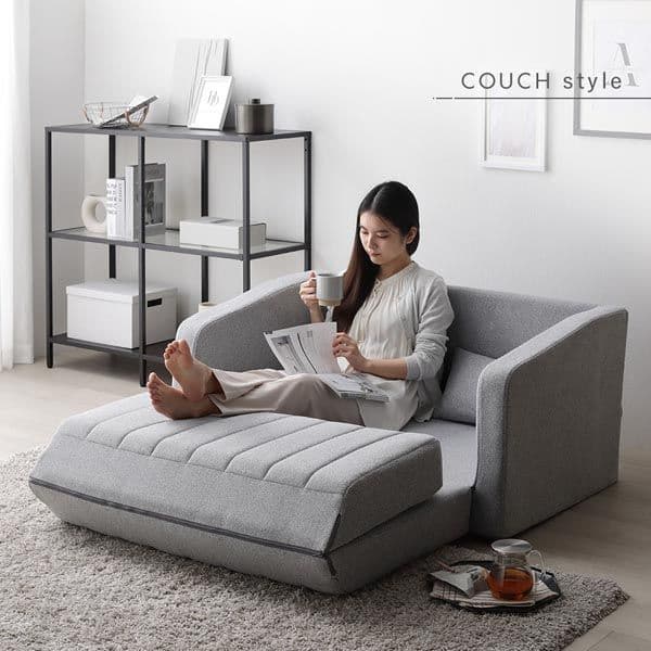 3WAY ソファベッド 2人掛け アイボリー ダイヤキルト 肘付き 高反発