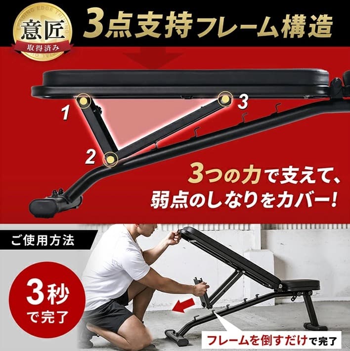 LEADING EDGE マルチポジションベンチ ブラック LE-B80