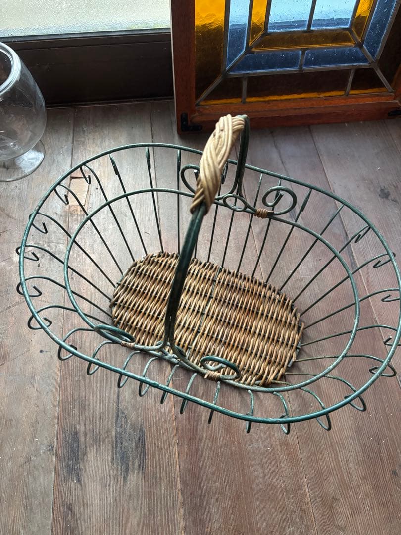 ヴィンテージ ワイヤーカゴ ガーデニング 寄せ植え 古道具 バスケット