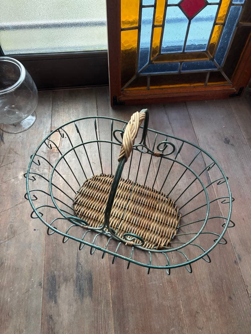 ヴィンテージ ワイヤーカゴ ガーデニング 寄せ植え 古道具 バスケット