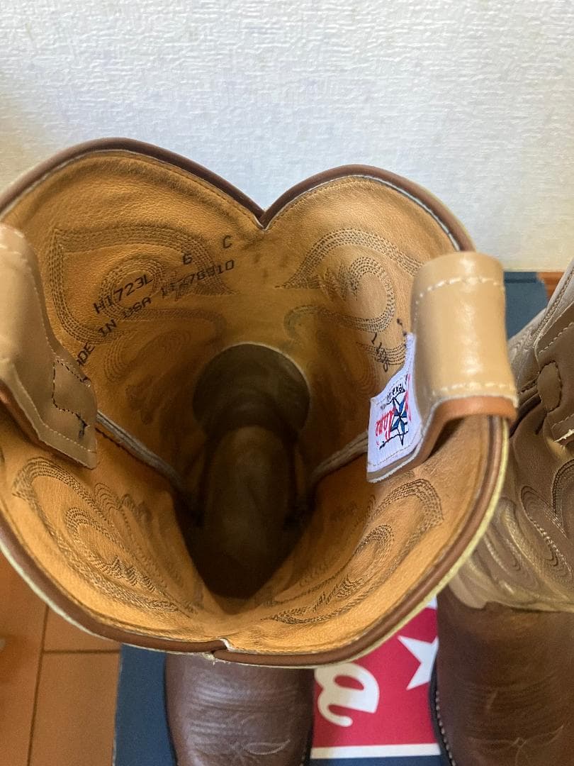 トニーラマ　ウエスタンブーツ　ブラウン/ベージュ レザー　６C　23cm