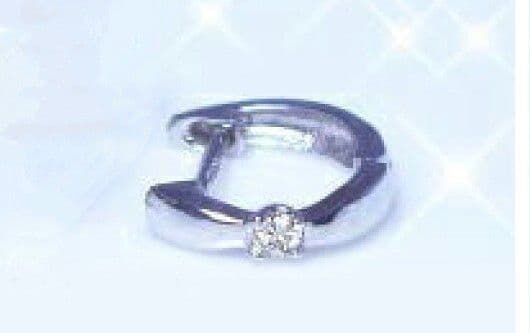 【片耳】 K18WG 0.02ダイヤモンドフープピアス