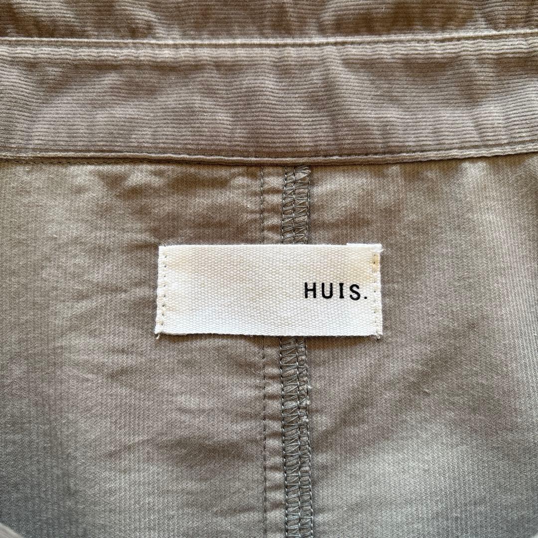 HUIS ハウス 遠州織物 みじんコール ロング シャツ グレー ゆったり