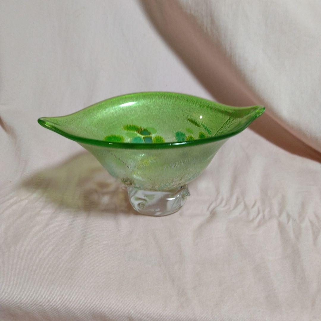 作家物　創作ガラス　 葉の形のガラス