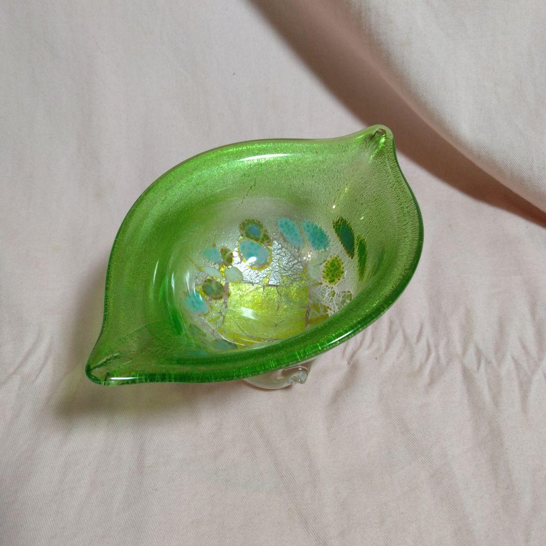 作家物　創作ガラス　 葉の形のガラス