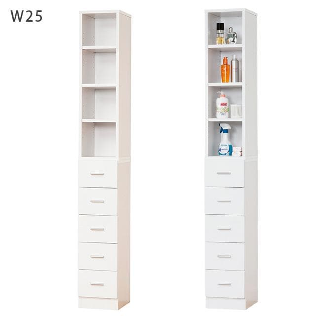 鏡面すきま収納 タオルストッカー/ランドリー収納ラック 幅25cm