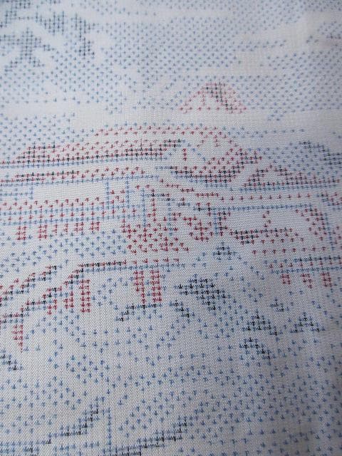 新古品！白大島紬＊７マルキ＊本場大島紬＊楼閣山水＊着物＊１６４ｃｍ＊裄６７