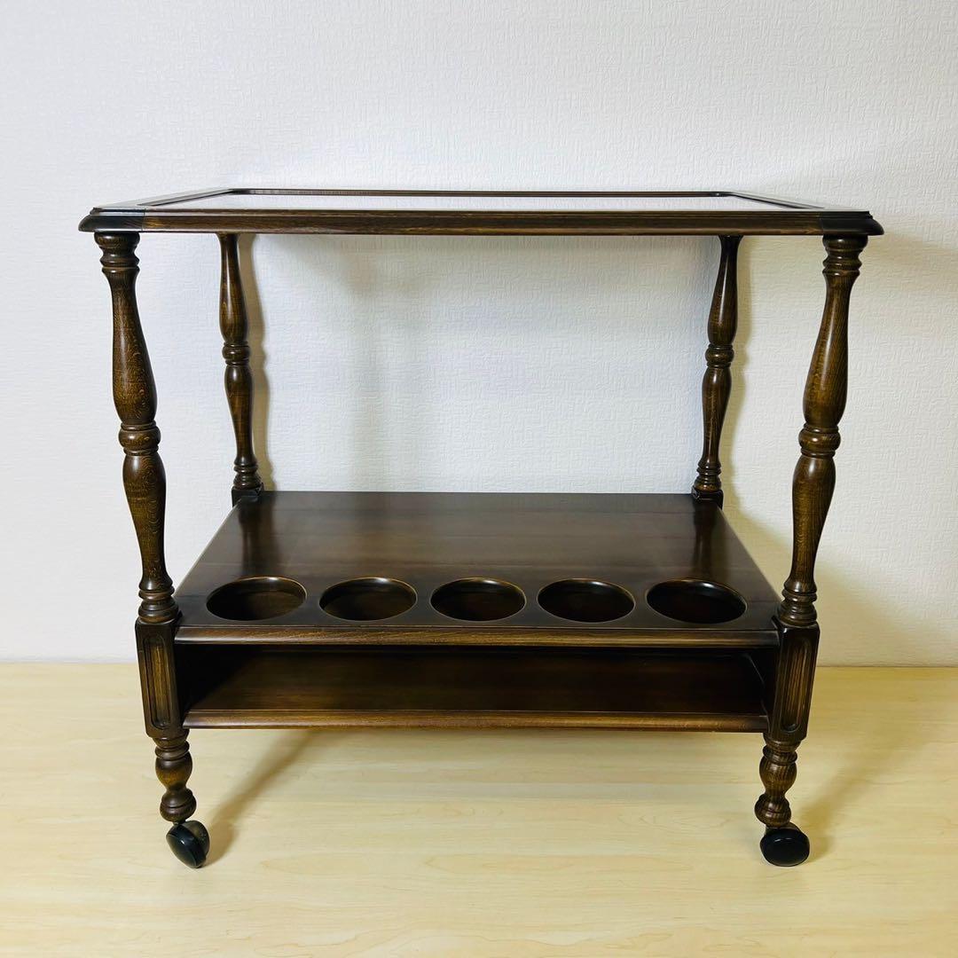 【希少】najico ナジコ ワゴン ガラス天板 引き出し キャスター