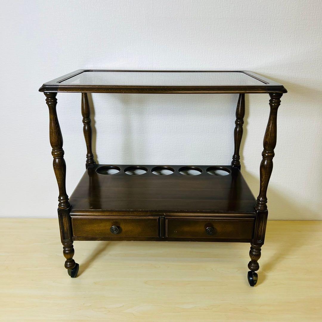 【希少】najico ナジコ ワゴン ガラス天板 引き出し キャスター