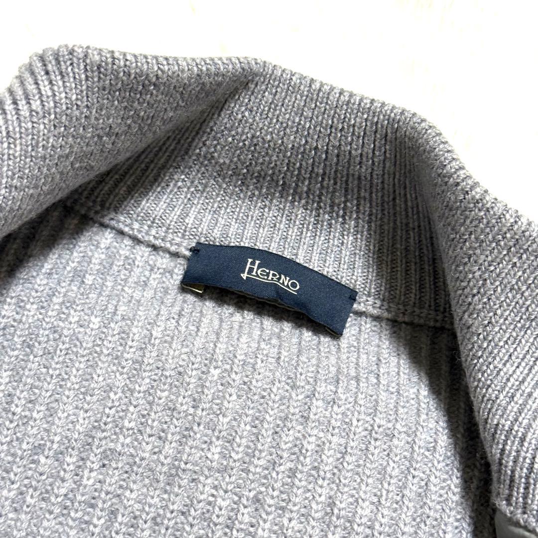 美品 HERNO 5ゲージ×ダウン ハイブリッドコンビネーションブルゾン 46