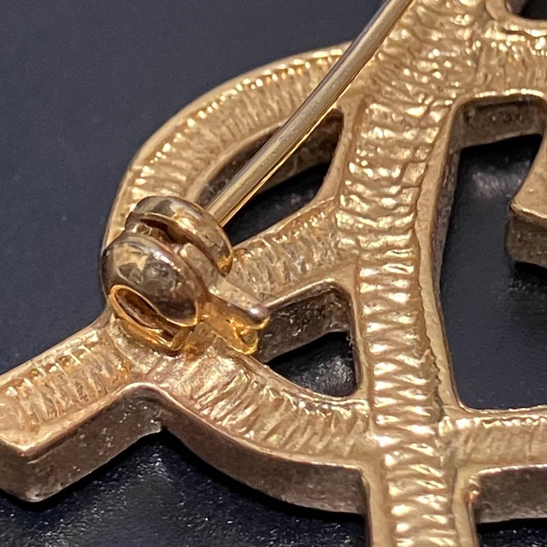 イヴサンローラン［ピンブローチ］ラインストーン　カサンドラロゴ　YSL　ゴールド