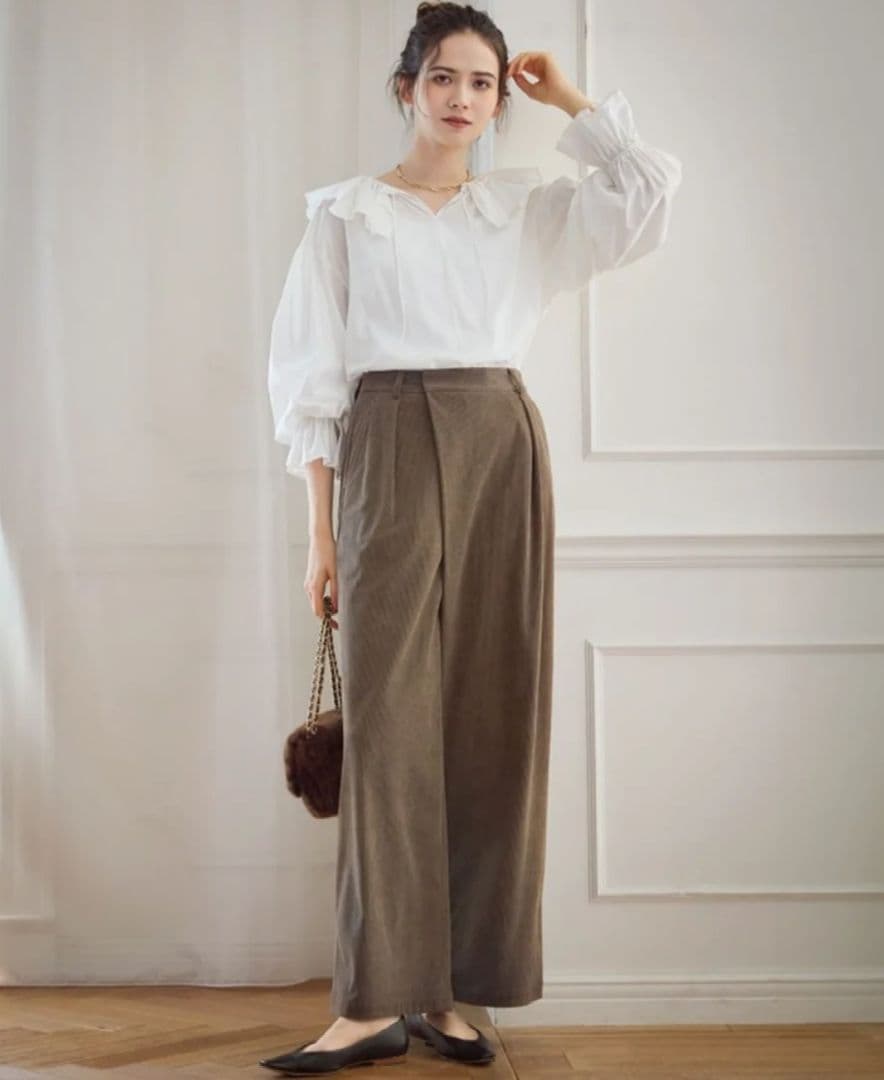 大きいサイズ46＊２３区 完売一部店舗限定＊フリルブラウス＊自由区ICB組曲