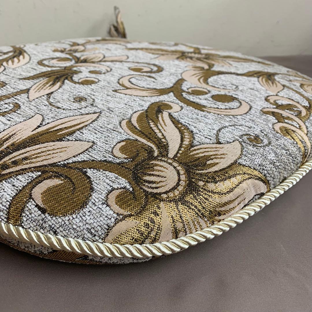 シェニールダイニングシートクッション　ライトベージュ　4枚セット