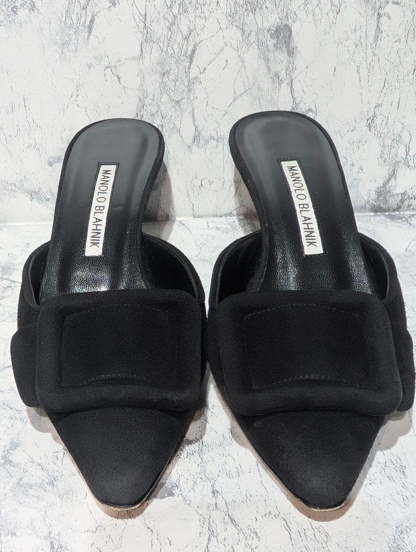 美品✨️ マノロブラニク メイセール ミュール 黒 スエード スクエア パンプス