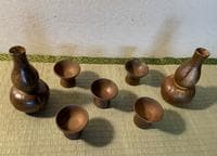備前焼 酒器セット 徳利 2客 猪口 5客 共箱