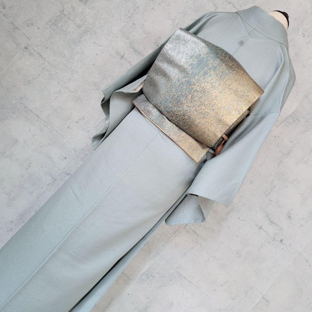 色無地　着物　フルセット　正絹　Sサイズ　水色グレー　爽やか　祝い事　F1