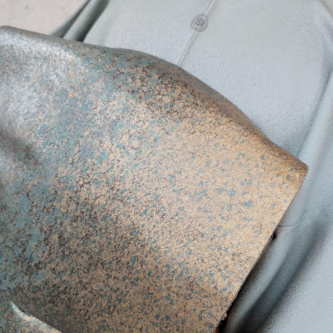 色無地　着物　フルセット　正絹　Sサイズ　水色グレー　爽やか　祝い事　F1