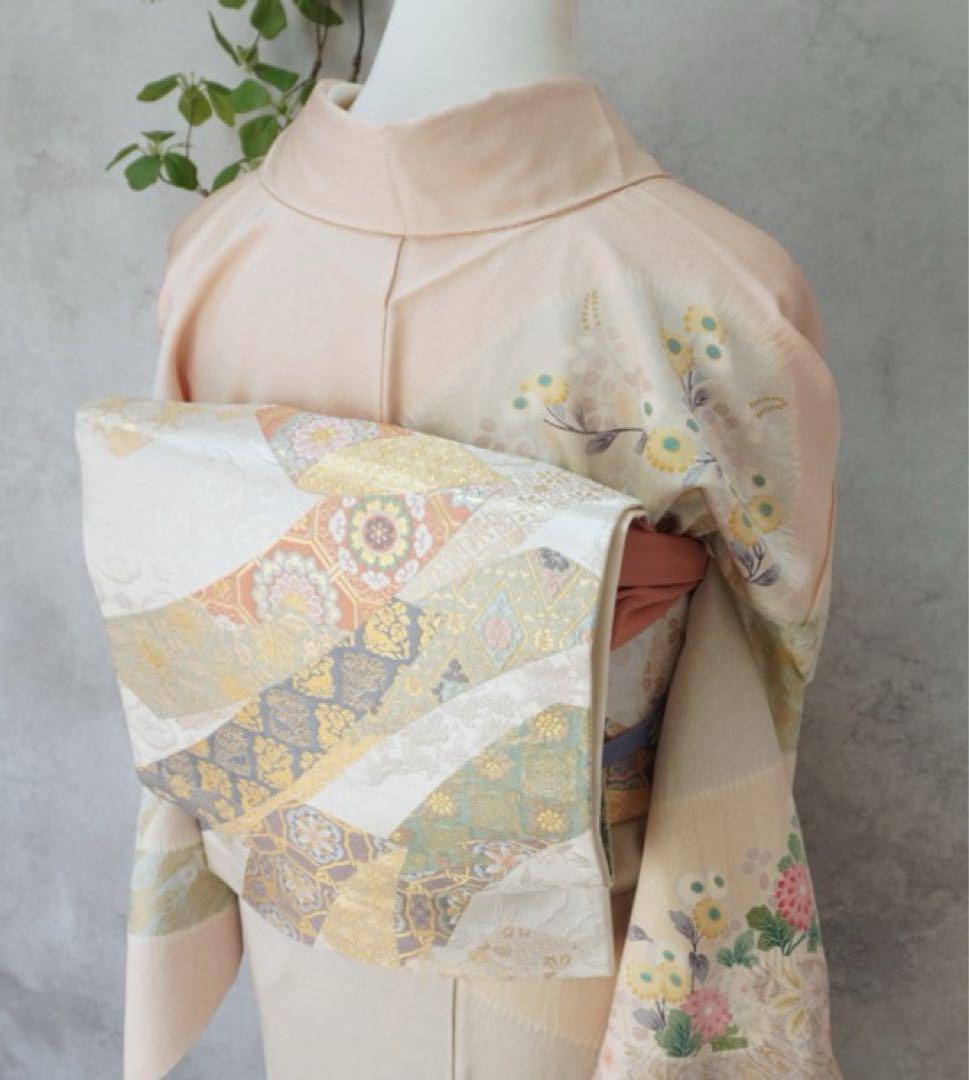 訪問着フルセット　258 正絹　入学式　お宮参り【訪問着、袋帯、帯締め、帯揚げ】