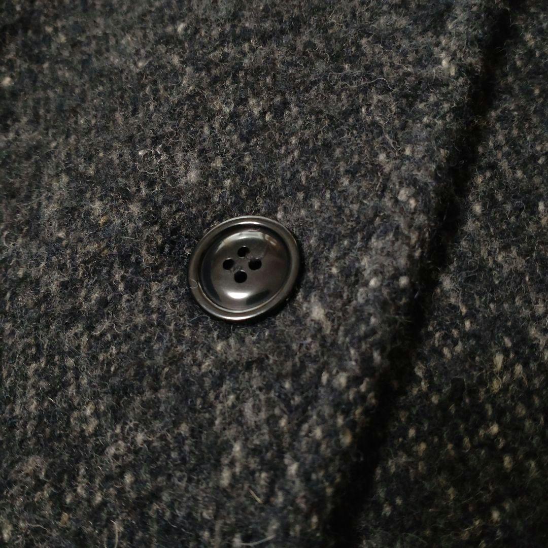 ネストローブ　ステンカラーコート　ウール100　ボックス型　ブラック系ミックス