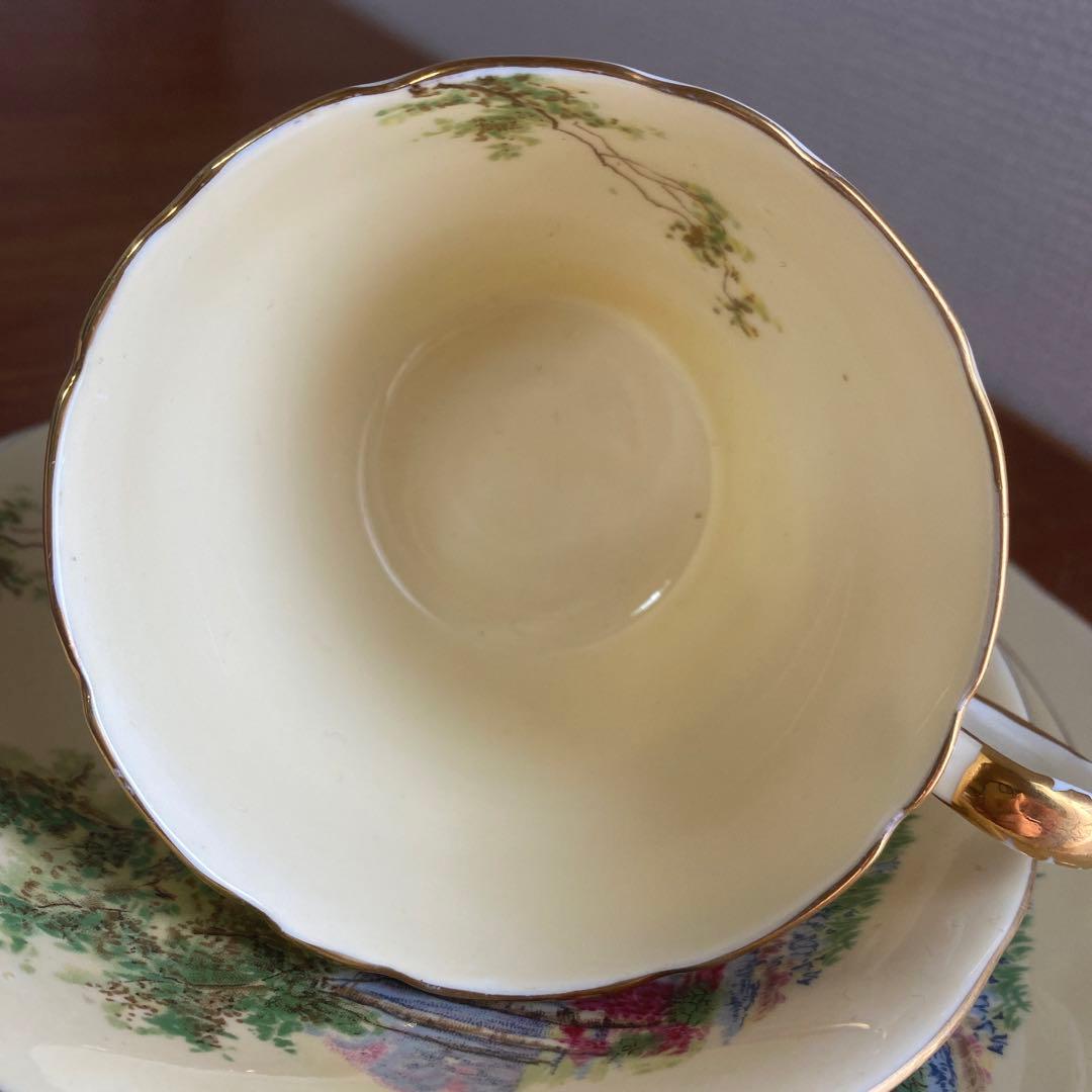 エインズレイ　ブルーベル　クリームイエロー　カルテットカップ　ソーサー　プレート