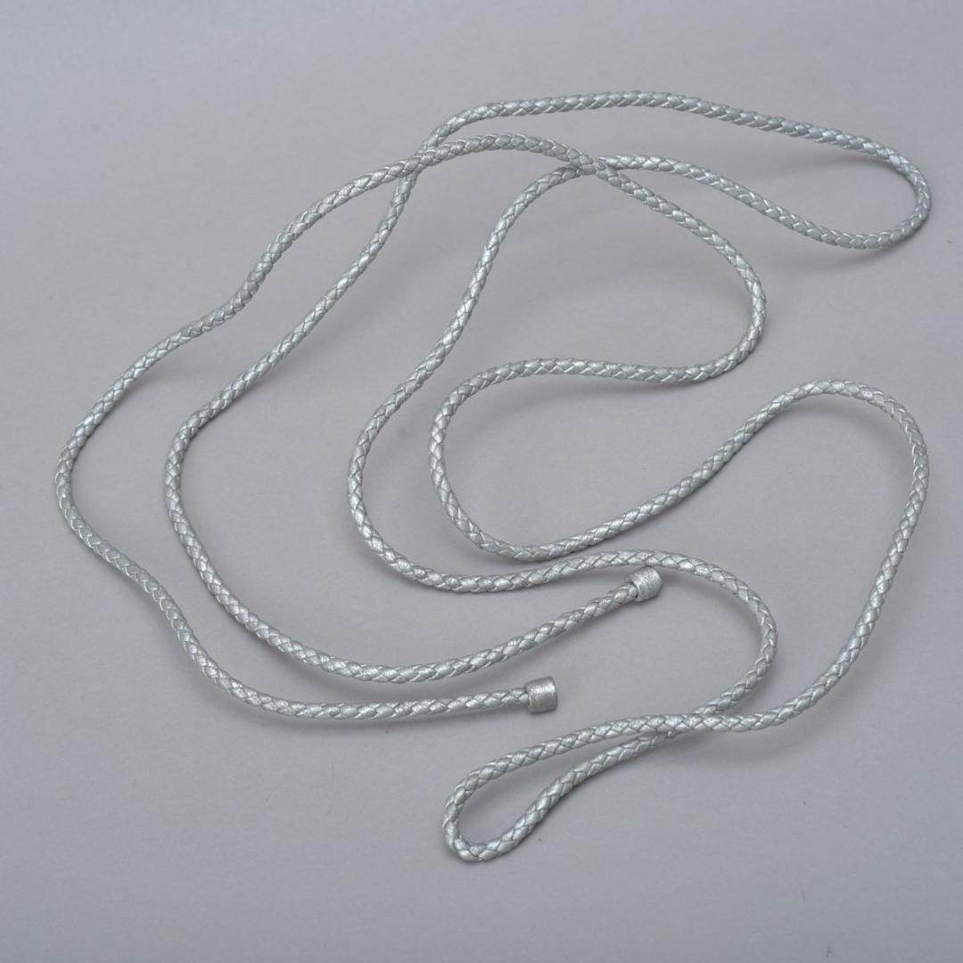 美品 ボッテガヴェネタ イントレチャート レザー ロープベルト グレー シルバー