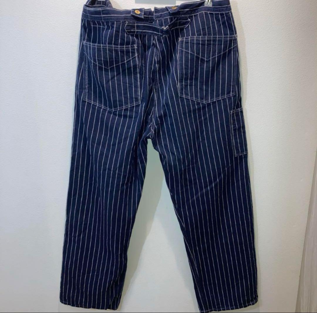 HEADLIGHT 8oz ストライプデニム　ローバックオーバーオール　36