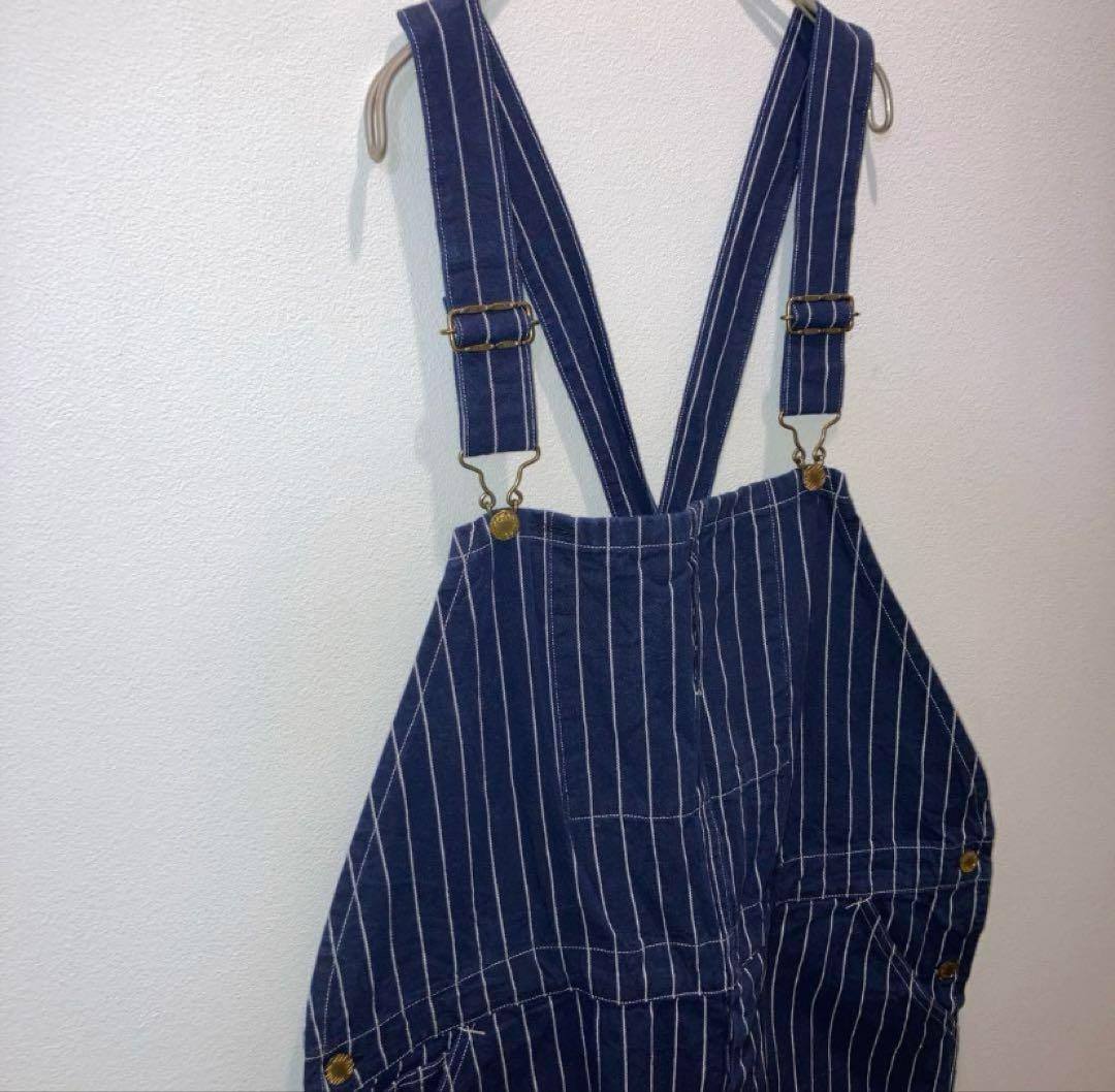 HEADLIGHT 8oz ストライプデニム　ローバックオーバーオール　36