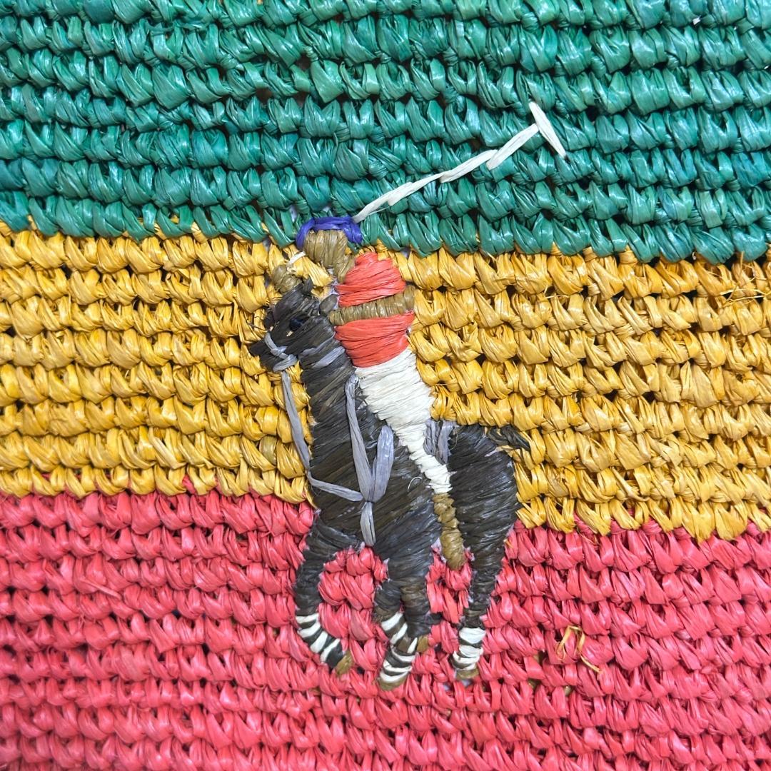 ポロラルフローレン ビッグポニー ラフィアトートバッグ かごバッグ マルチカラー