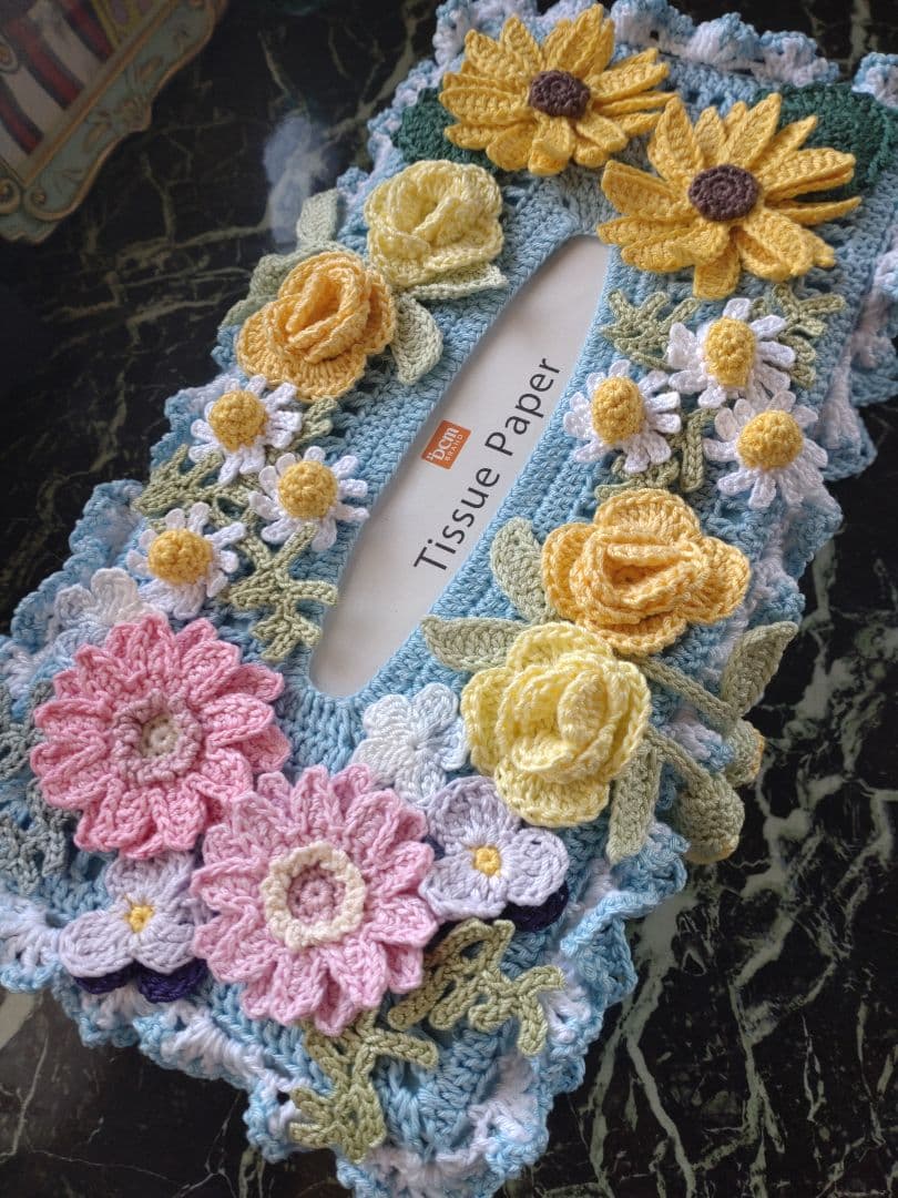 りりー様ティッシュボックスカバーかぎ編みインテリア生活道具レース編みドイリー