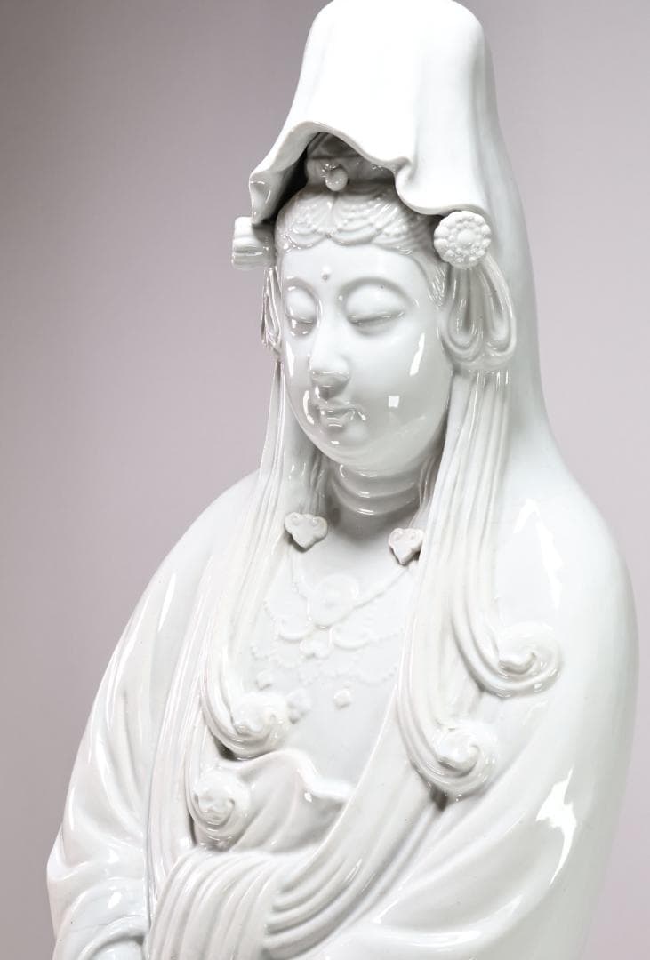 仏教美術　九谷焼　峰光作　特大　聖観音菩薩立像　願掛け　高さ94㎝　BK120