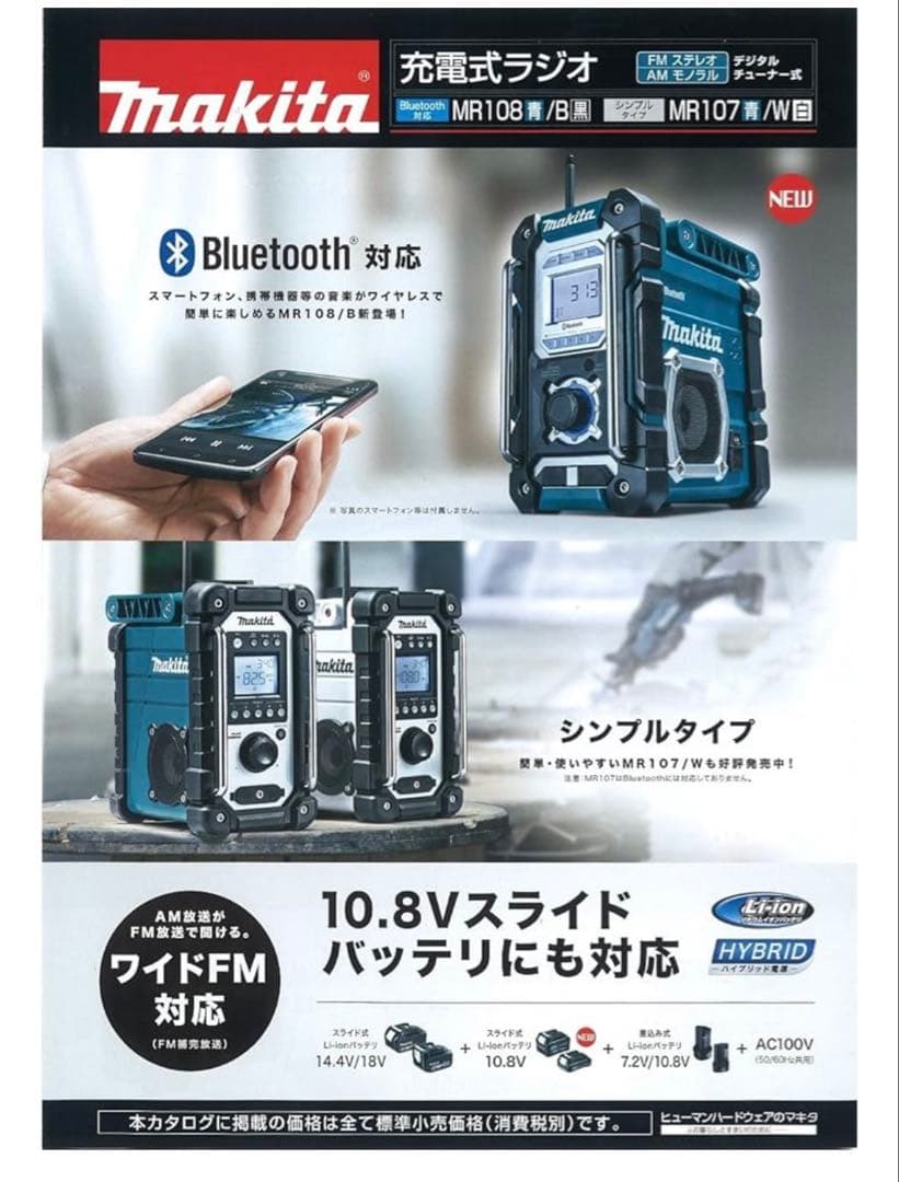 新品未開封マキタ・現場ラジオMR108B☆新品☆